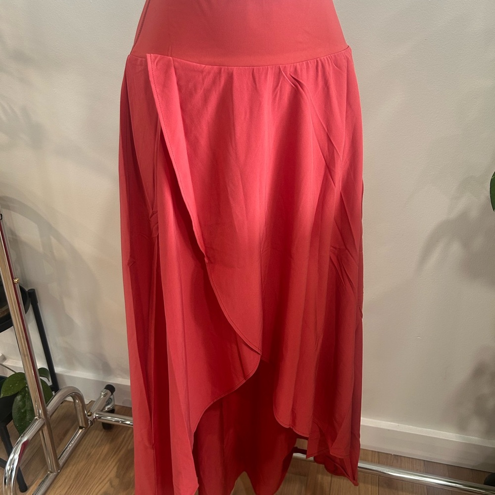 HALARA Asymmetrical Dark Coral Skirt